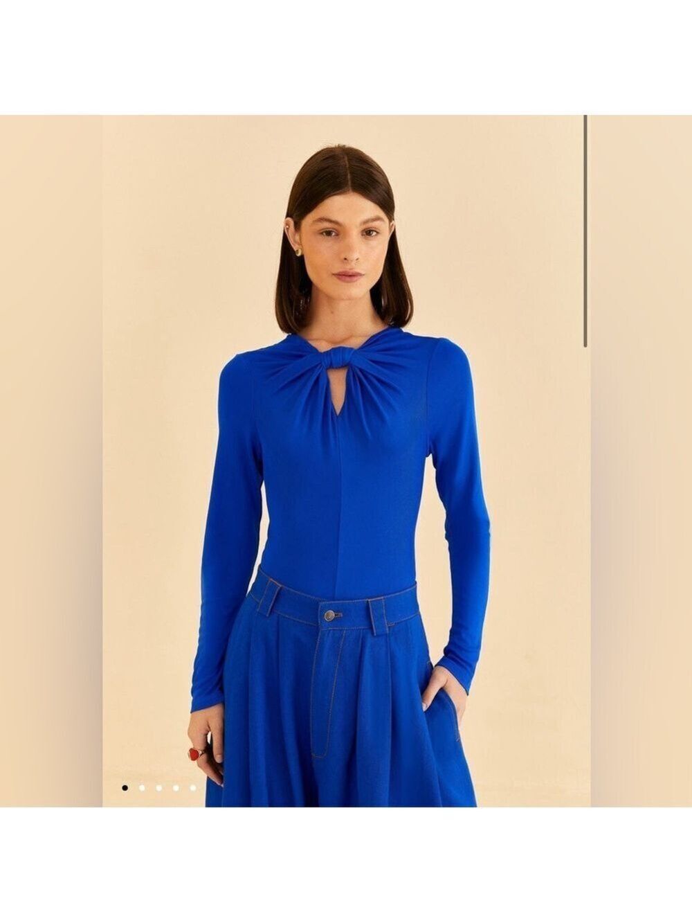 Farm Rio Bright Blue Long Sleeve Bodysuit